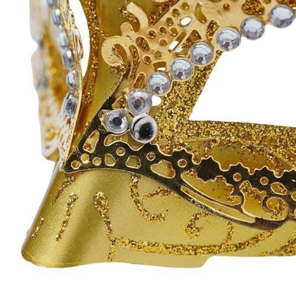 6038 Masquerade Mask Shiny Rhinestone Venetian Mask Prom Carnival Ball - Picture 5 of 7